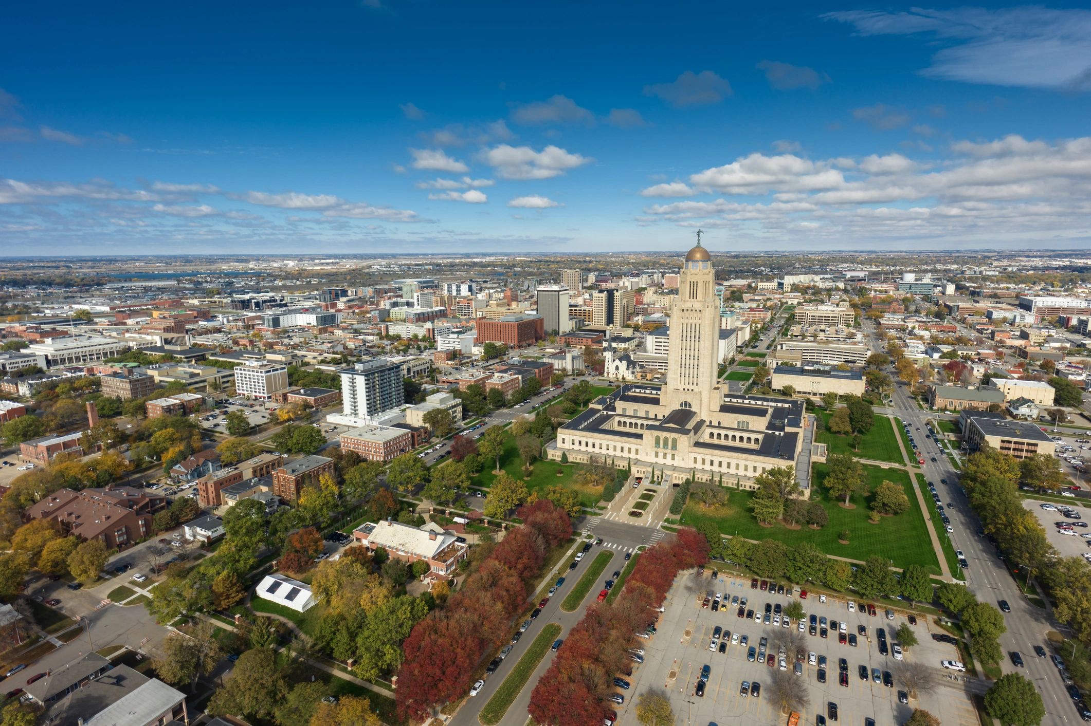 Capitol building viewed from above on a clear day